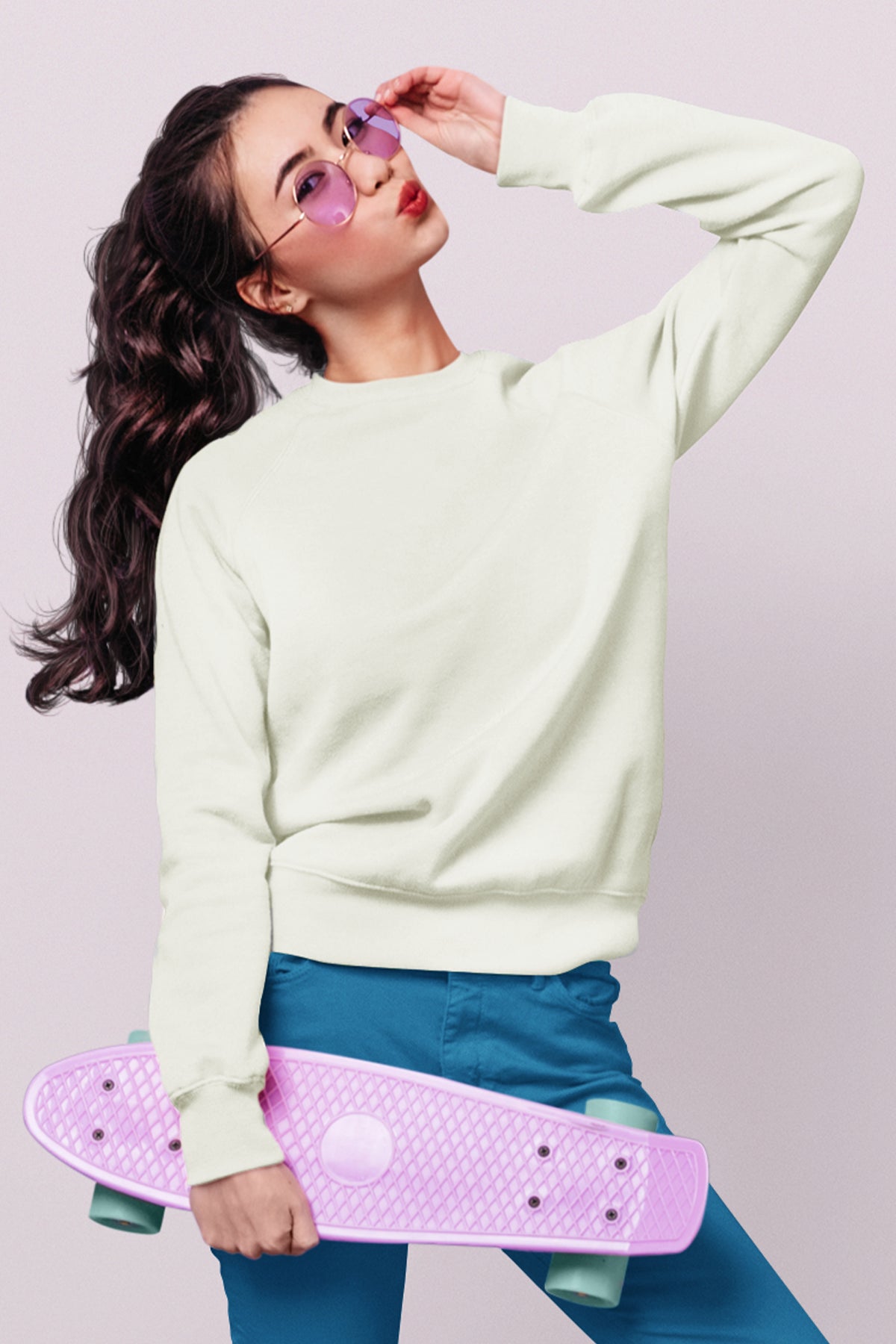 Unisex Regular Ekru Sweatshirt