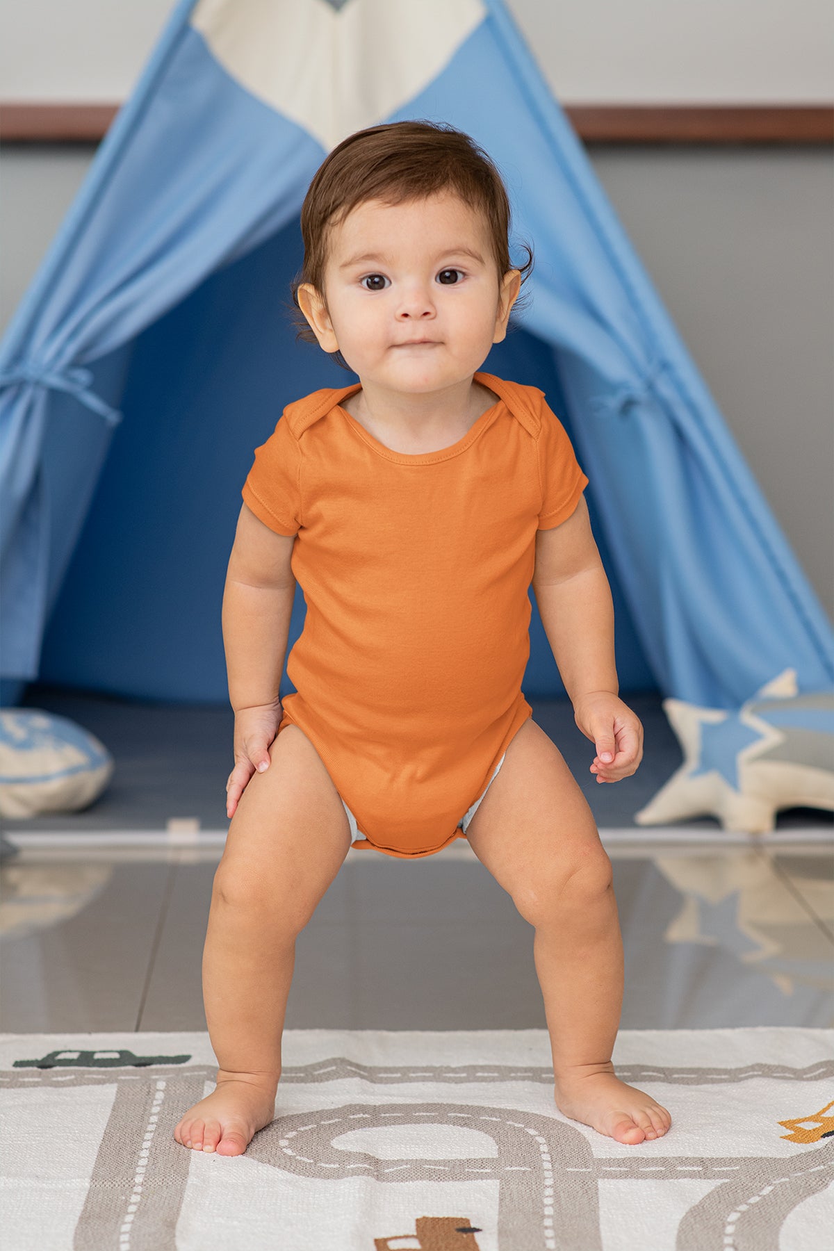 Unisex Turuncu Bebek Body Zıbın