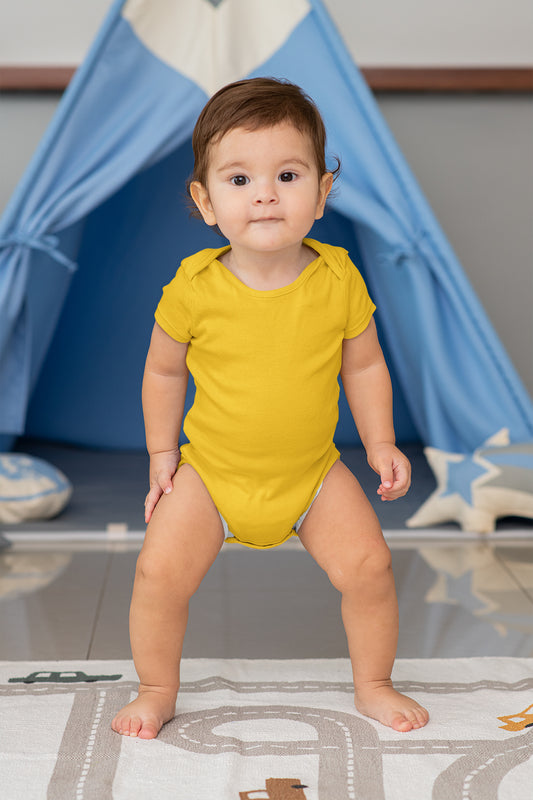 Unisex Sarı Bebek Body Zıbın