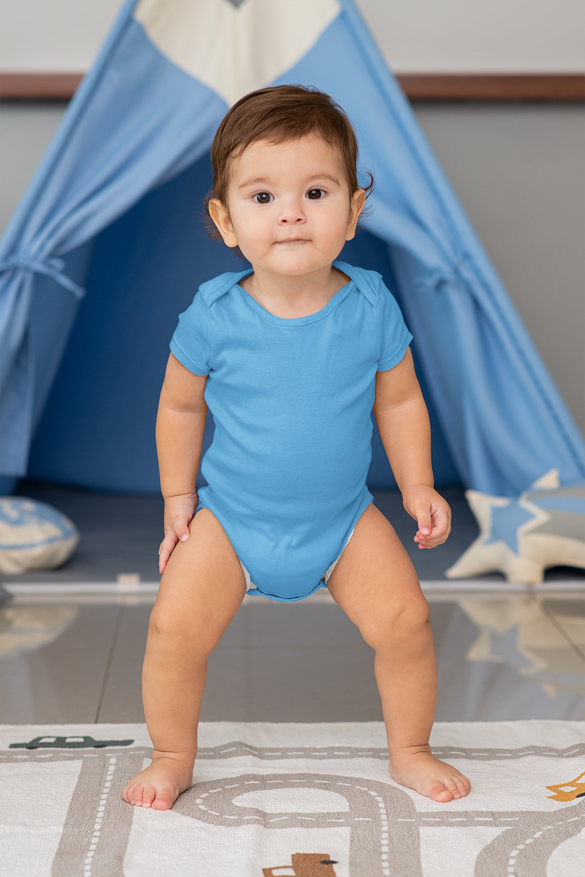 Unisex Turkuaz Bebek Body Zıbın