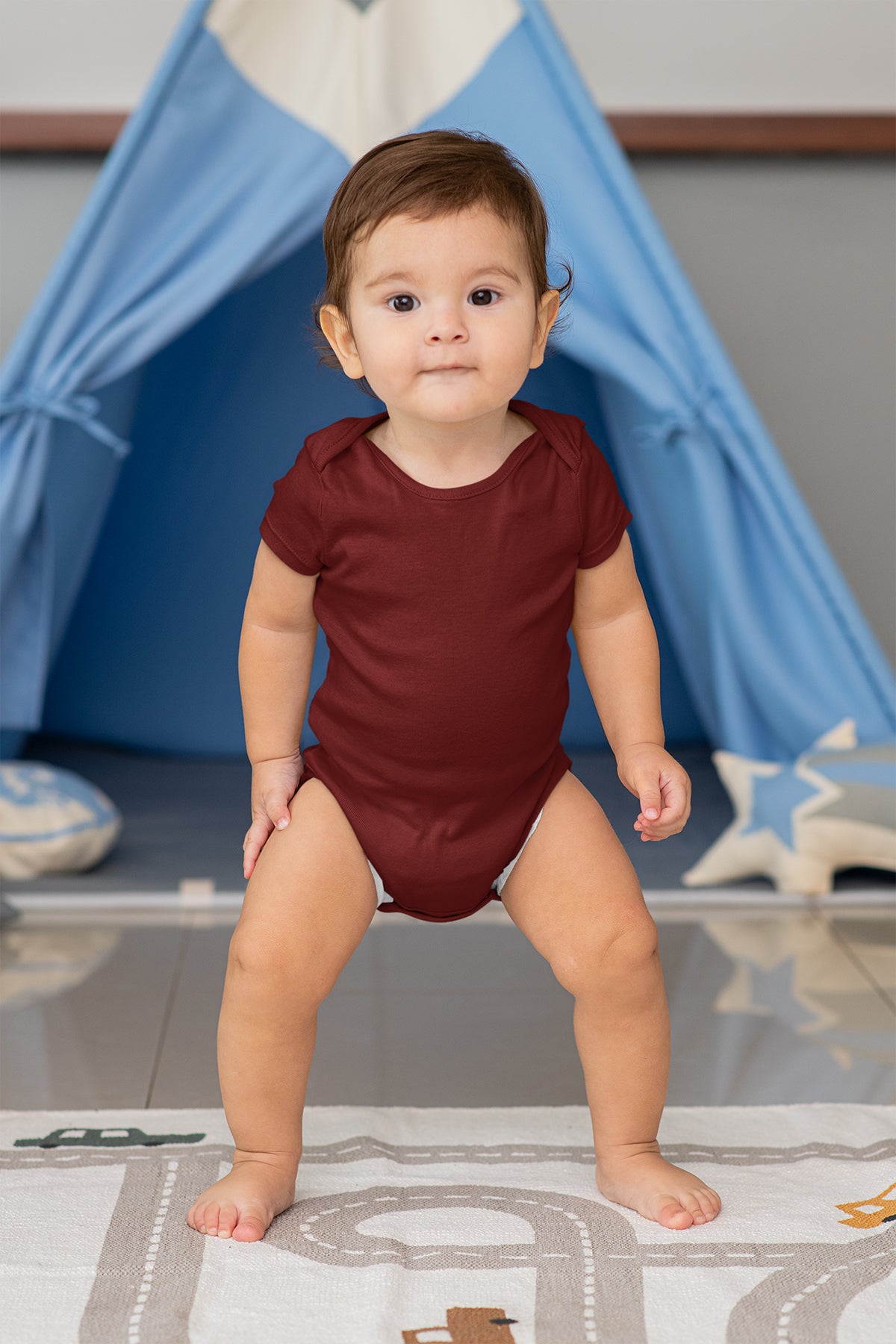 Unisex Bordo Bebek Body Zıbın
