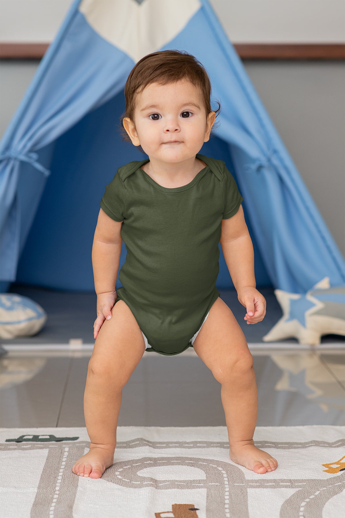 Unisex Haki Bebek Body Zıbın