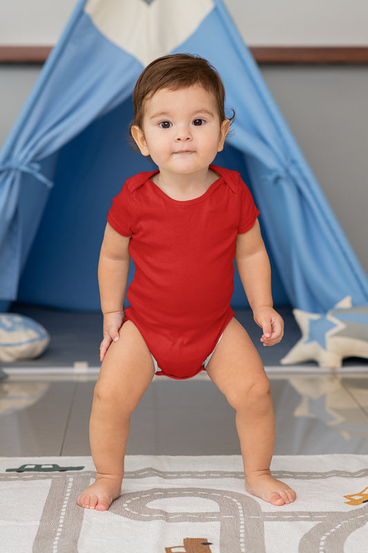 Unisex Kırmızı Bebek Body Zıbın