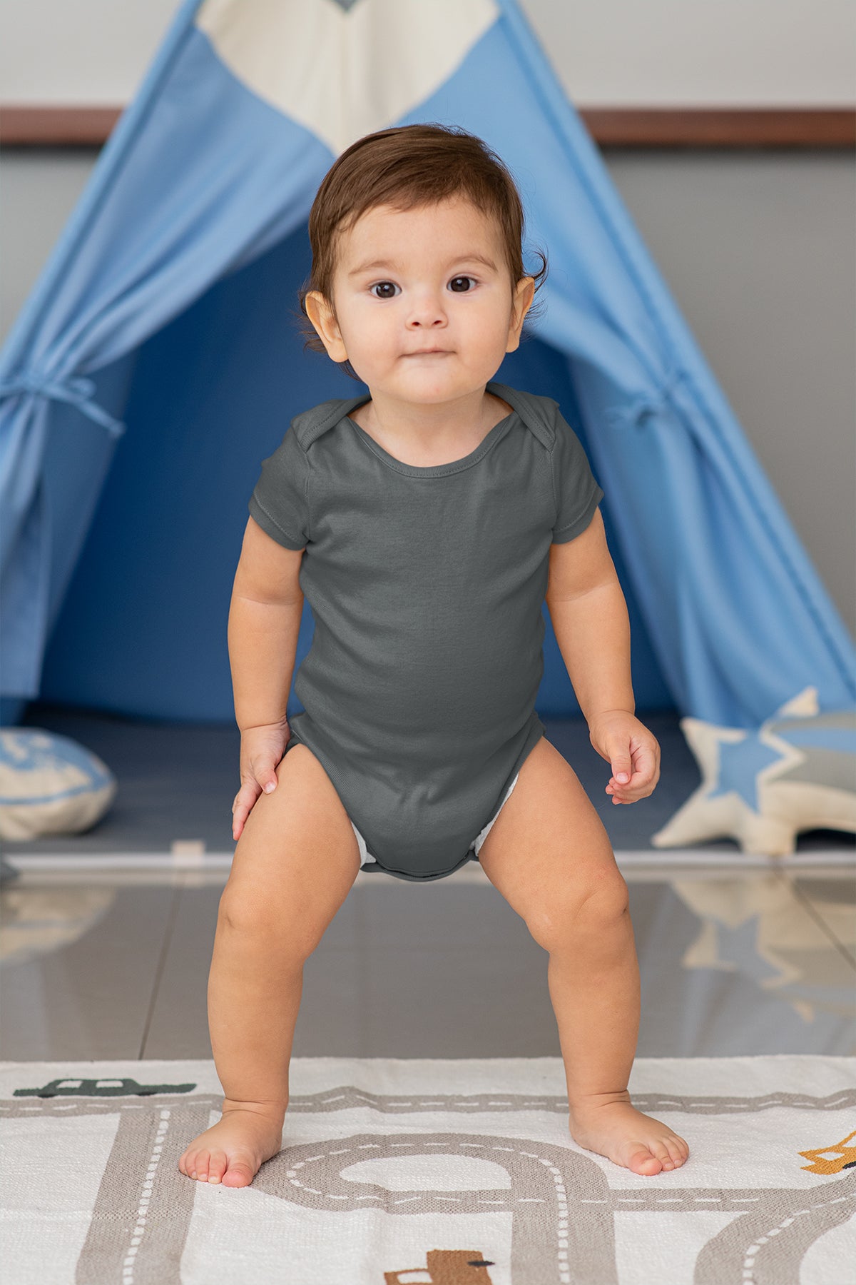 Unisex Antrasit Bebek Body Zıbın