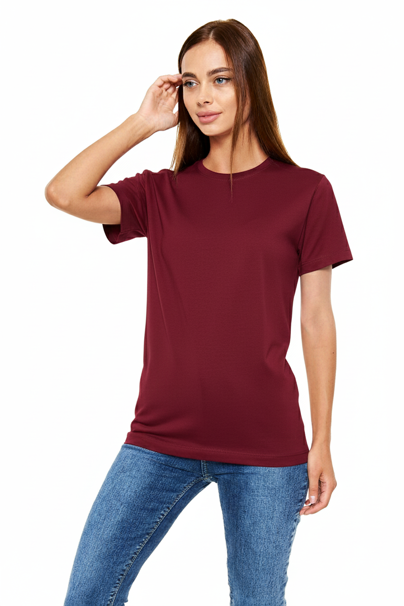 Unisex Regular Bordo T-Shirt